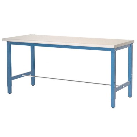 Laboratory Work Bench | Adjustable Height | 60"W x 30"D Lab Bench - Plastic Laminate Square Edge - Blue | 237371BL - GlobalIndustrial.com Adjustable Height Workbench, Leveling Floor, Industrial Workbench, Folding Workbench, Diy Workbench, Material Handling Equipment, Equipment Storage, Work Bench, Industrial Art