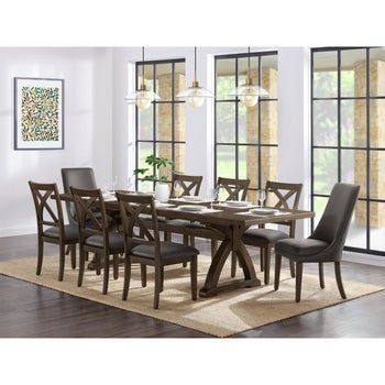 Thomasville Abril 9-piece Dining Table Set Wood Table Bases, Crossback Chairs, Brown Table, Chair Dimensions, Dining Table Set, Table Dimensions, Table Height, Chair Backs, Rectangular Table