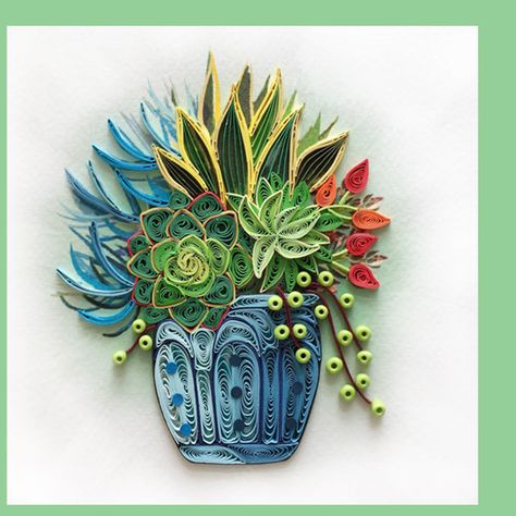 Paper Quilling Succulents, Quilled Succulents, Quilling Succulents, Quilling Plants, Paper Abstract Art, Card Quilling, Decorate Wedding, 3d Bird, Quilling Projects