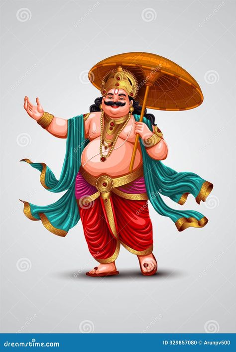 mahabali or maveli, Kerala old king. he is coming for every year onam celebration. Celebration Illustration, Onam Celebration, Bark At The Moon, Culture Festival, Happy Onam, Abstract Animal Art, Old King, He Is Coming, Goddess Lakshmi