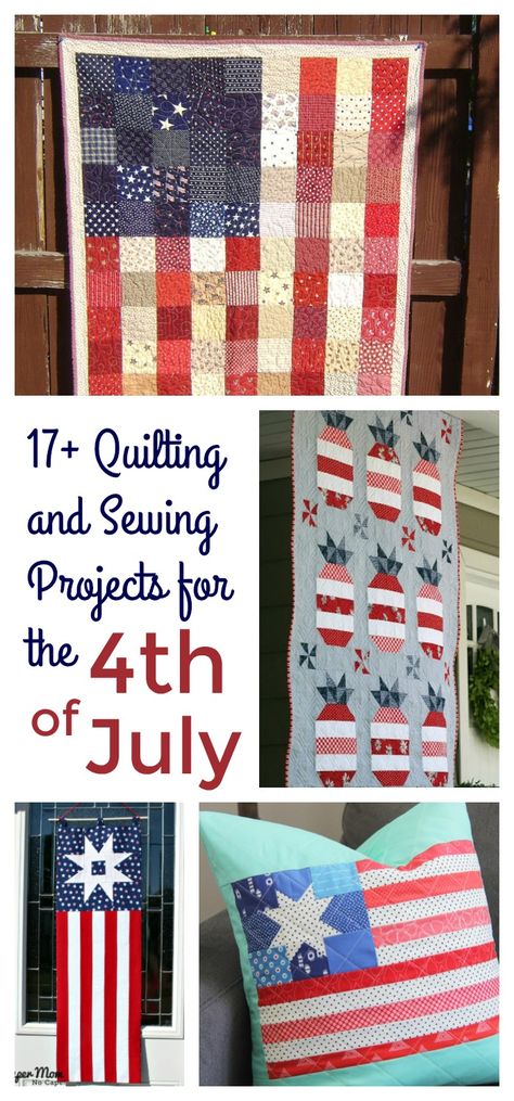 Quilting and Sewing project ideas for the 4th of July American Flag Quilt, Diary Of A Quilter, Baby Quilt Tutorials, Log Cabin Quilt Blocks, Flag Quilt, Quilt Of Valor, Patriotic Quilts, Beginner Sewing Projects Easy, Quilt Block Tutorial