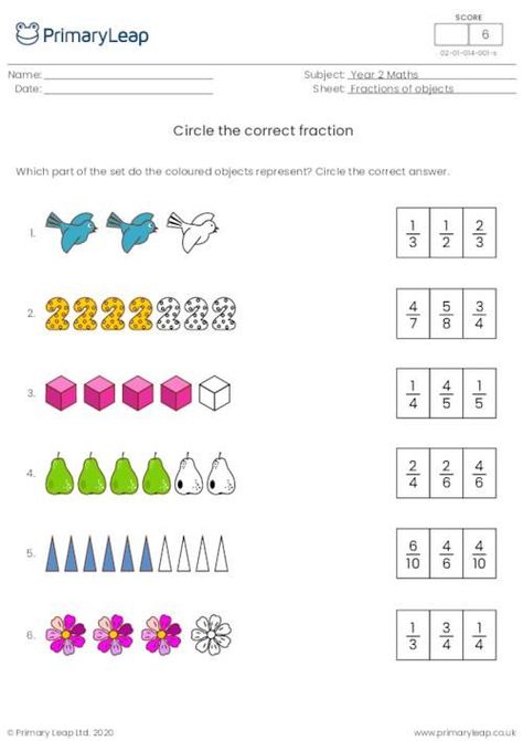 A colourful year 2 maths worksheet that helps students learn about fractions. Which part of the set do the coloured objects represent? Students are asked to circle the correct answer. Year 2 Maths Worksheets, Year 2 Maths, Math Fractions Worksheets, Maths Worksheet, Learning Fractions, Fraction Activities, 2nd Grade Math Worksheets, Math Tasks, 1st Grade Math Worksheets