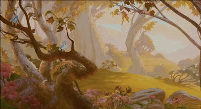 Animation Backgrounds: ENCHANTED (2007) Enchanted 2007, Tangled Concept Art, Disney Enchanted, Bambi Disney, Disney Crossover, Bg Design, Disney Background, Scenery Background, Forest Illustration