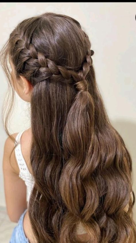 Hair Styles For Open Hair Straight, Hairstyles For Kids Long Hair, Front Braid Hairstyles Tutorial, Garden Party Hairstyles, Kids Wedding Hairstyles, Usa Hairstyles, Long Brown Hairstyles, Sleek Prom Hair, Hairstyle Examples