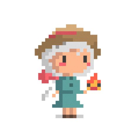 studio ghibli pixel Sticker by Kye Cheng for iOS & Android | GIPHY Castle Pixel Art, Pixel Characters, Pixel Animation, Arte 8 Bits, 8bit Art, Pixel Art Characters, Howl's Moving Castle, Pix Art, Pixel Art Games