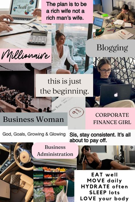 Business Career Aesthetic Vision Board For all my prospective business ladies! Vision Board Pictures Business, Business Career Aesthetic, Aesthetic Vision Board Pictures, Daglig Motivation, Career Aesthetic, Vision Board Success, Creative Vision Boards, Tenk Positivt, Aesthetic Vision Board