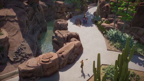 Planet Zoo African Theme, Planet Zoo Layout Ideas, Planet Zoo Habitat, Planet Zoo Habitat Ideas, Planet Zoo Desert, Planet Zoo Inspiration, Planet Zoo Crocodile Habitat, Planet Zoo Walkthrough Habitat, Planet Zoo North America