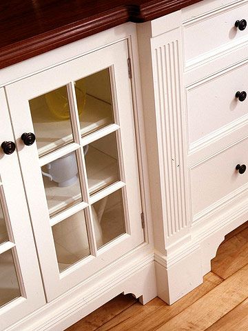 Hutch Redo, Apartment Therapy Small Spaces, Easy Kitchen Updates, Old Kitchen Remodel, Colonial Kitchen Remodel, Cabinet Feet, Simple Cabinet, Mill Work, Ranch Kitchen Remodel