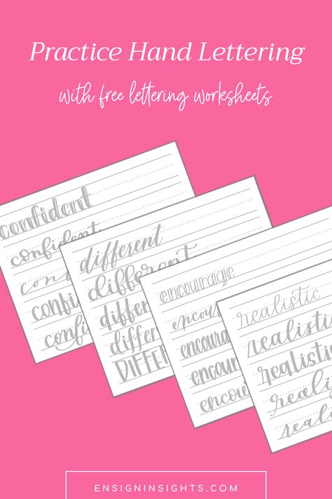 Hand Lettering Practice Sheets Free, Cursive Practice Sheets, Free Lettering Worksheets, Letter Practice Sheets, Free Cursive Fonts, Lettering Worksheets, Hand Lettering Practice Sheets, Hand Lettering For Beginners, Hand Lettering Worksheet