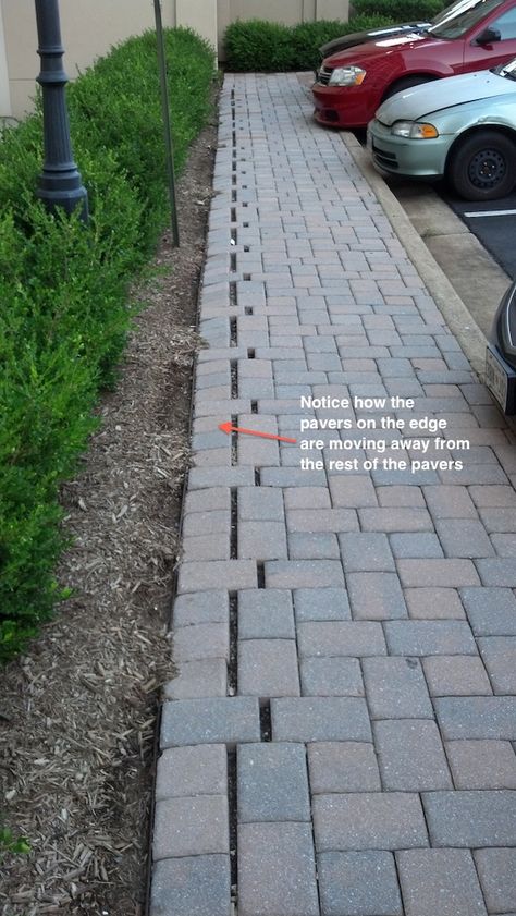 Paver Sidewalk, Paver Edging, Brick Sidewalk, Patio Edging, Brick Garden Edging, Diy Patio Pavers, Patio Installation, Brick Edging, Paver Designs