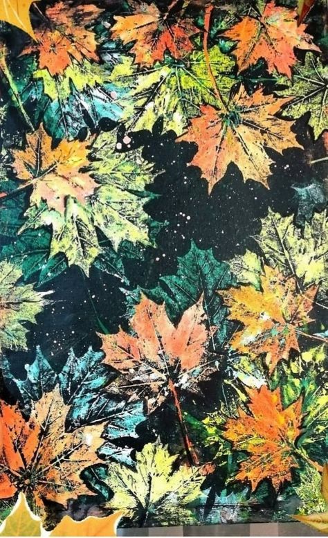 Leaf Print Art, Gelli Printing Art, Fall Canvas Painting, Garden Decor Diy, Diy Canvas Wall Art, Easy Canvas, Tile Shower Ideas, Canvas Easy, Nature Art Painting