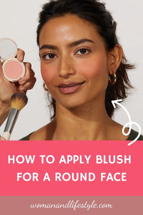 How To Apply Blush For A Round Face Blush Placement Round Face, Blush Placement, Applying Blush, Chiseled Jawline, Blush Application, Cleaning Your Ears, Best Makeup Tips, How To Apply Blush, Oval Face Shapes