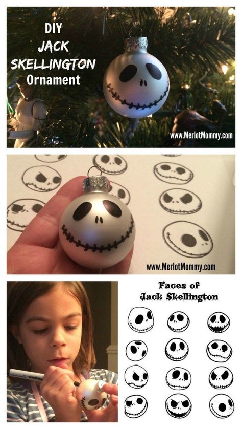 DIY Jack Skellington Ornaments #JackSkellington Jack Skellington Ornaments, Diy Jack Skellington, Nightmare Before Christmas Tree, Nightmare Before Christmas Ornaments, Disney Christmas Decorations, Nightmare Before Christmas Decorations, Christmas Decorations Diy, Grinch Christmas Decorations, Tema Disney