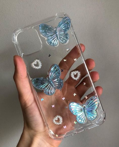 Blue Aesthetic Phone Case, Iphone Inspiration, Phone Case Diy Paint, Diy Phone Case Design, All Apple Products, Blue Phone Case, Decoden Phone Case, Handmade Phone Case, Diy Iphone Case