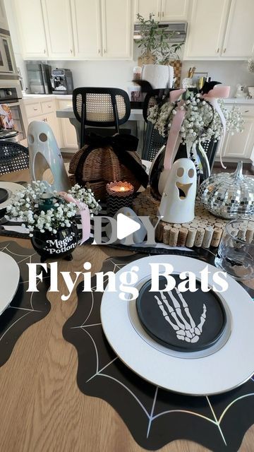 Shahla Sandoval on Instagram: "DIY Flying Bat Hack 🦇🖤 I wasn’t sure this was going to work!! But how amazing did this turn out?! I’ve linked what I purchased in my bio! Save and share with a friend!  . I got the idea to do this when I saw @jen_rydelek ‘s beautiful butterfly centerpieces.  #cottagecore #halloweendiy #amazonfinds #halloweenflowers #halloweenfloralarrangement #halloweenpartyideas #halloweendecor #halloweendecorations #amazonhalloween" Halloween Floral Arrangements, Butterfly Centerpieces, Flying Bat, Halloween Flowers, Hallows Eve, Beautiful Butterflies, Going To Work, Halloween Diy, I Saw