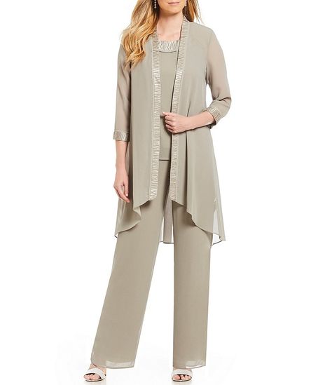 Le Bos Evening 3-Piece Chiffon Pant Set#Evening, #Bos, #Le Bride Pantsuit, Bride Ideas, Chiffon Jacket, Chiffon Pants, Bride Gown, Christmas Poems, Groom Dresses, Lace Pants, Dressy Pants