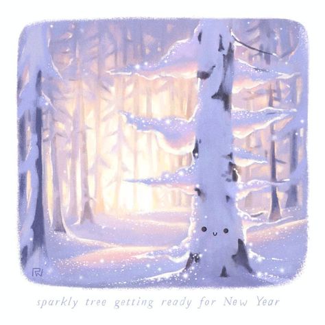 Snow Illustration, Winter Illustration, Nature Drawing, Soul Art, Happy Art, Romantic Art, Environment Concept Art, Pastel Aesthetic, Creature Art