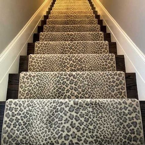 Stanton on Instagram: “Who doesn't love an animal pattern? 🐆 🤩 (Style: Linus) . . . #repost > @gregoryspaintandflooring #animalprint #animalpattern #stantoncarpet…” Animal Print Stair Carpet, Stairwell Wall, Stanton Carpet, Animal Print Decor, Staircase Remodel, Stair Carpet, Print Decor, Stairway To Heaven, Carpet Stairs