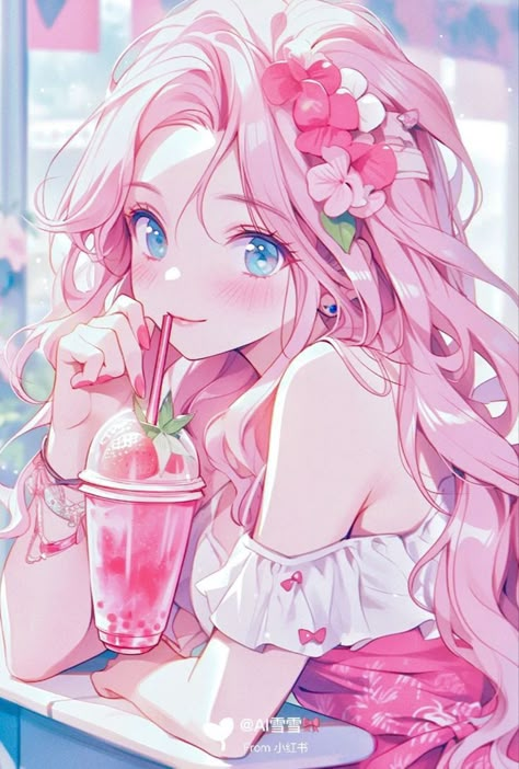 Pink Hair, A Girl, Anime, Hair, Pink