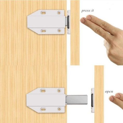 Cabinet  Push Door  Cupboard Push Latch Release Door Kitchen Drawer Closer Push  | eBay Cabinet Catches, Cabinet Latch, Magnetic Door, Door Closer, Door Catches, Open Cabinets, Kitchen Wardrobe, Kitchen Cabinet Door, Cupboard Drawers