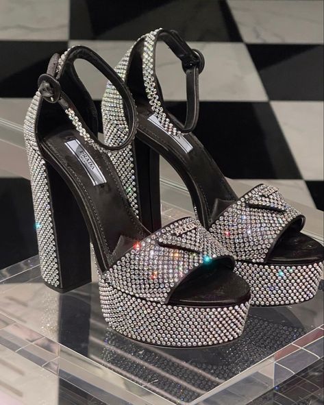 High Heel Slippers, Rhinestone Sandals, Open Toe, Prada, Slippers, Dress Up, Pumps, Sandals, Crystals