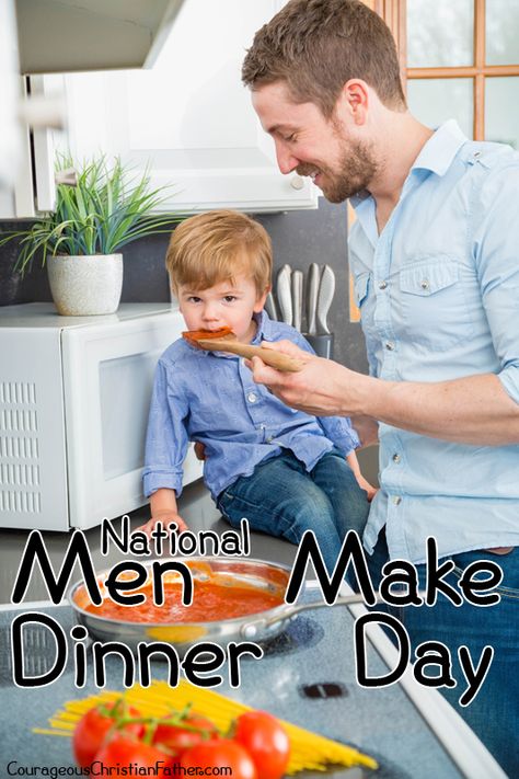 National Men Make Dinner Day - day set aside for men to cook dinner at home for the family and/or friends. #NationalMenMakeDinnerDay #MenMakeDinnerDay Cook Dinner, Dinner At Home, Cooking Dinner, The Family, To Read, At Home, For Men, Reading, Quick Saves