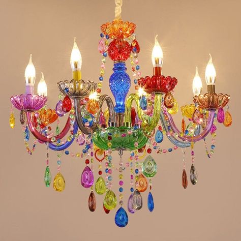 Handmade Candy Color European Chandelier - Creative Multi-Colored Crys – Lumulox Colorful Chandelier, Chandelier Creative, Handmade Candy, Chandelier Decor, Crystal Chandeliers, Chandelier Design, Crystal Design, Cute Room Decor, Dream House Decor