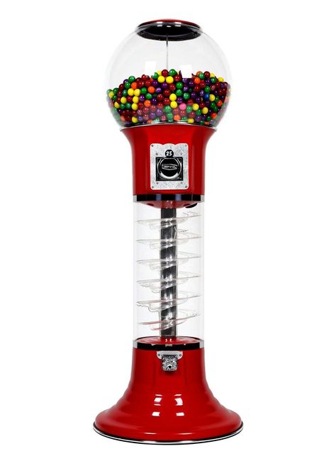 Gumball Machine for Kids RED Vending Machine 4'10" $0.25 Tall Spiral Candy Machine with Dispenser for Gumballs Bubble Gums Bouncy Balls Capsules Bubble Gum Machine, Old Candy, Freebies By Mail, Girls Party Favors, Store Design Boutique, Advent Calendars For Kids, Kids Bubbles, Bouncy Balls, Diy Clothes And Shoes