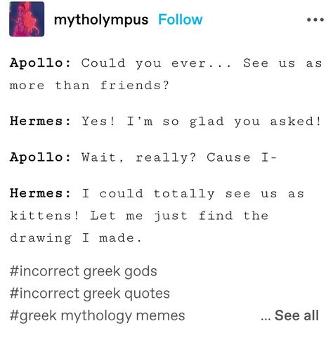 Apollo And Hermes Memes, Incorrect Greek Gods, Apollo X Hermes, Apollo And Hermes, Hermes Epic, Hermes And Apollo, Mythology Humor, Greek Jokes, Hades Game