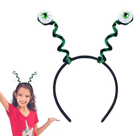 Diy Green Alien Costume, Alien Trunk Or Treat Ideas, Diy Alien Costume, Alien Antenna, Alien Ears, Alien Headband, Antenna Headband, Alien Party, Halloween Art Projects