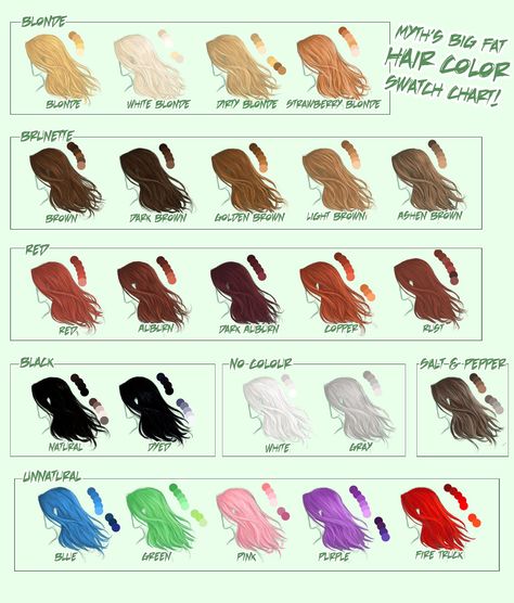 Hair Color Swatches, Rauch Fotografie, Hair Color Chart, Hair Sketch, Skin Color Palette, Color Swatch, Digital Art Tutorial, How To Draw Hair, Drawing Base