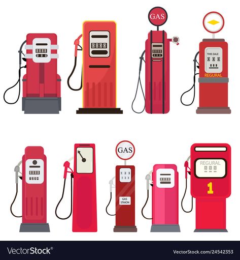 Gas Station Illustration, Fuel Illustration, Gas Station Diorama, Industrial Technology, Finance Accounting, Vintage Gas Pumps, Pompe A Essence, Toy Garage, Kids Deco