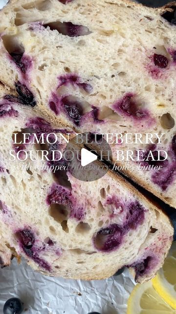 McKenna Pulda l Simplicity and a Starter on Instagram: "Lemon Blueberry Sourdough Bread with Whipped Blueberry Honey Butter 🍋🫐

Bursting with plump blueberry and freshly grated lemon zest, this sourdough loaf is perfect for spring! 

Same airy crumb and chewy crust, but now with refreshing citrus and slight sweetness. This Lemon Blueberry Sourdough Loaf is so, so delicious!

And don’t forget about the butter!! 😍

Fresh blueberries are mashed and then whipped with  honey and butter until light and fluffy. Generously slather on top of a slice for an extra hit of blueberry sweetness 🍯

Want the recipe? You can find it on my website (link in bio) or comment BLUEBERRY (🫐) and I’ll send the link directly to you 🤍

**Link will be sent to your DMs, so make sure to follow and check all your f Lemon Blueberry Sourdough Bread, Lemon Blueberry Sourdough, Blueberry Sourdough, Blueberry Honey, Sourdough Loaf, Delicious Family Meals, Honey Butter, Lemon Blueberry, Sourdough Bread