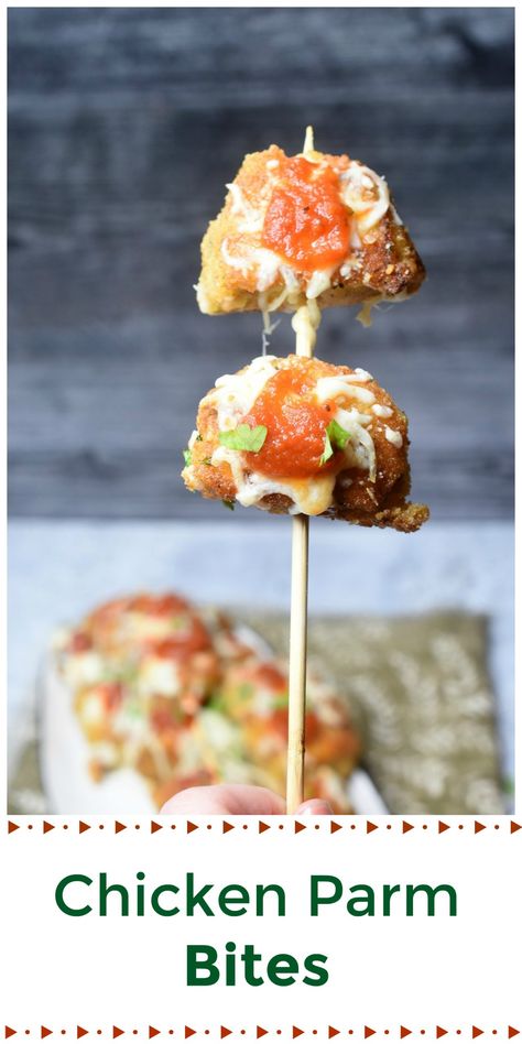 Chicken Parmesan Appetizer, Italian Chicken Appetizers, Chicken Parm Appetizer, Chicken Bite Appetizers, Chicken Breast Appetizers, Chicken Parm Bites, Chicken Parmesan Bites, Chicken Bites Appetizers, Parmesan Bites