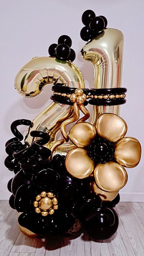 21st birthday balloon idea 21st Balloon Ideas, Birthday Balloon Ideas, 21st Birthday Balloons, 21 Balloons, Balloons Number, Balloon Ideas, Balloon Sculptures, Balloon Design, Number Balloons