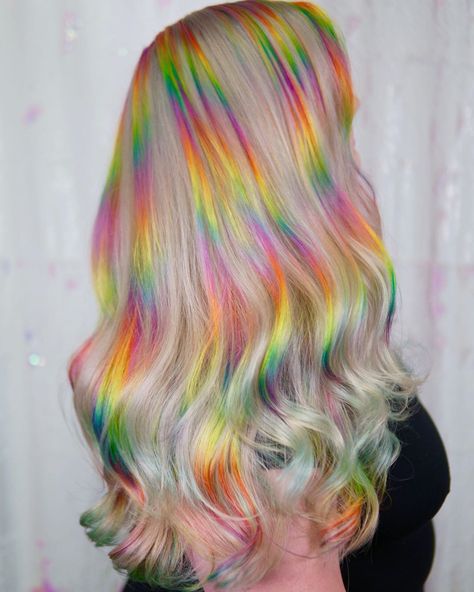 Streak Hair, Pastel Rainbow Hair, Underlights Hair, Rave Hair, Colourful Hair, Pretty Hair Color, Magic Eyes, Color Melting, Unicorn Hair