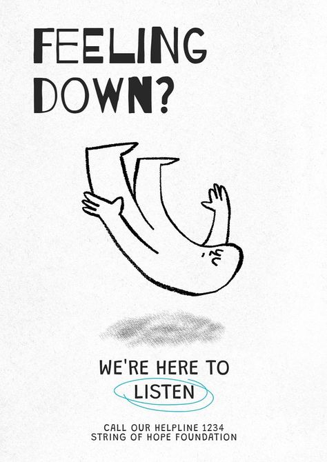 Feeling down poster template, editable text and design | free image by rawpixel.com / Sakarin Sukmanatham Question Poster Design, Survey Poster, About Psychology, Mental Health Poster, Mental Health Posters, Awesome Designs, Doodle Illustration, Aesthetic Things, Template Ideas