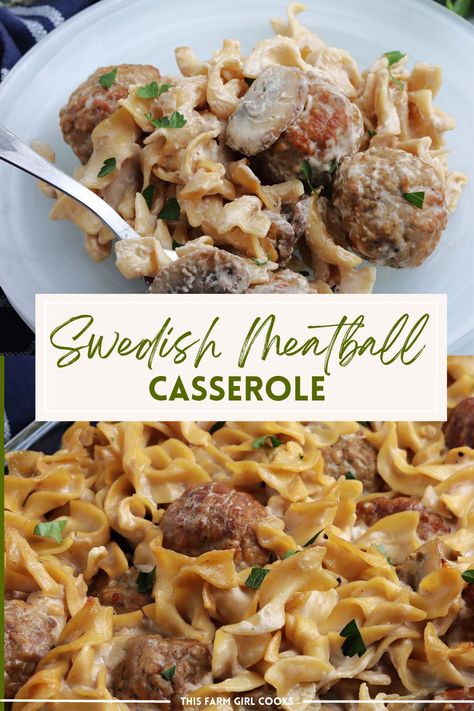 Swedish Meatball Casserole, Sweetish Meatballs Recipe, Yummy Noodles, Meatball Casserole, Meatball Pasta, Meatball Recipe, Beef Casserole Recipes, Delicious Pasta, Swedish Meatballs