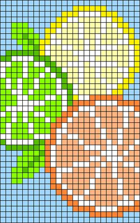 Alpha pattern #97312 | BraceletBook Lemon Alpha Pattern, Lemonade Punch, Fruit Slice, Pixel Art Pattern, Citrus Fruit, Lemon Lime, Perler Bead Patterns, Alpha Patterns, Craft Time