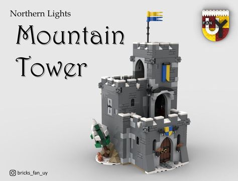 LEGO MOC Mountain Tower by bricks_fan_uy | Rebrickable - Build with LEGO Lego City Space, Lego Techniques, Lego Medieval, Lego Castle, Building Instructions, Lego Parts, Lego Projects, Snowy Mountains, Lego Moc