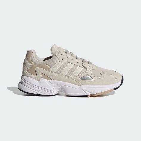 Adidas Falcon Shoes, Adidas Originals Falcon, Beige Adidas, Adidas White Shoes, Adidas Falcon, White Brand, Adidas Online, White Adidas, Casual Shoes Women