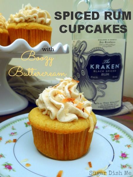 Rum Cupcakes, Kraken Rum, Boozy Cupcakes, Cider Sangria, Apple Cider Sangria, Boozy Desserts, Rum Cake, Buttercream Recipe, E Mc2