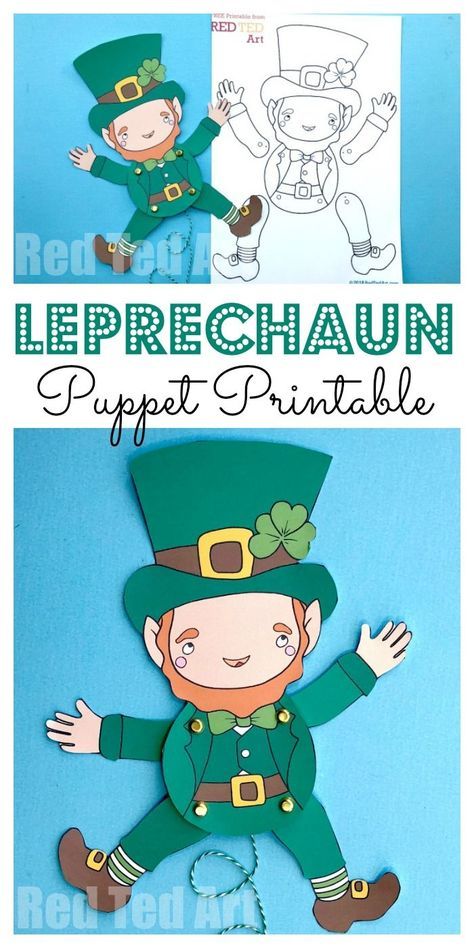 Leprechaun Puppet, Fish Alphabet, St Patrick's Day Crafts For Toddlers, Leprechaun Craft, Club Activities, March Crafts, Red Ted Art, St Patricks Crafts, Jumping Jack