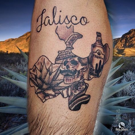 Mexico Tattoo Men, Jalisco Tattoo Ideas, Zacatecas Tattoo, Jalisco Tattoo, Hecho En Mexico Tattoo, Mexico Tattoo, State Tattoos, Mexican Tattoo, Mexican Art Tattoos