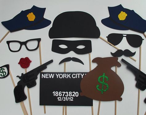 Cops & Robbers Photo Booth Prop Collection. Best Police Officer Props. Wedding Party Props on Etsy, $50.00 Jail Booth, Jail Party, Prison Party, Police Officer Wedding, Cop Party, Police Wedding, Police Retirement Party, Police Birthday Party, Police Party