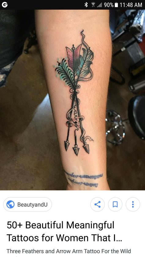 Feather arrow tattoo Arrow Arm Tattoo, Tattoos For Women On Thigh, Arrow Tattoos For Women, 16 Tattoo, Tattoo Trend, Meaningful Tattoos For Women, Small Meaningful Tattoos, Disney Tattoo, Arrow Tattoo