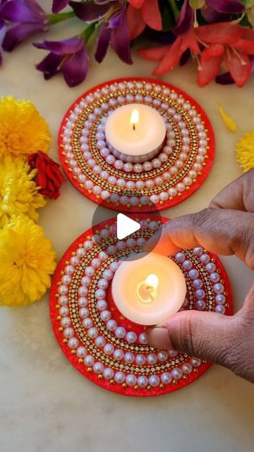 Diwali Decorations At Home, Kundan Work, Lippan Art, Flower Decorations Diy, Diwali Special, Interior Design Sketches, Art Decor Diy, T Lights, Diwali Decorations