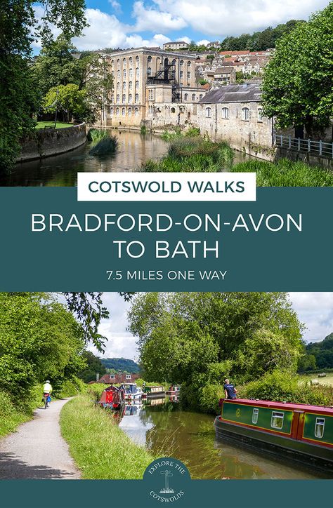 Bradford-on-Avon to Bath walk in the Cotswolds (7.5 miles one way) - Explore the Cotswolds Bradford On Avon, English Cottages, The Cotswolds, English Cottage, Walk In, Cottage, Walking, Map, Bath