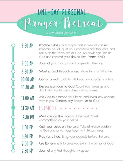 How to have your own Personal Prayer Retreat + FREE Printable Schedule Retreat Schedule, Sample Prayer, Printable Schedule, Attributes Of God, Personal Prayer, Spiritual Retreat, Prayer For The Day, Prayer And Fasting, A Course In Miracles