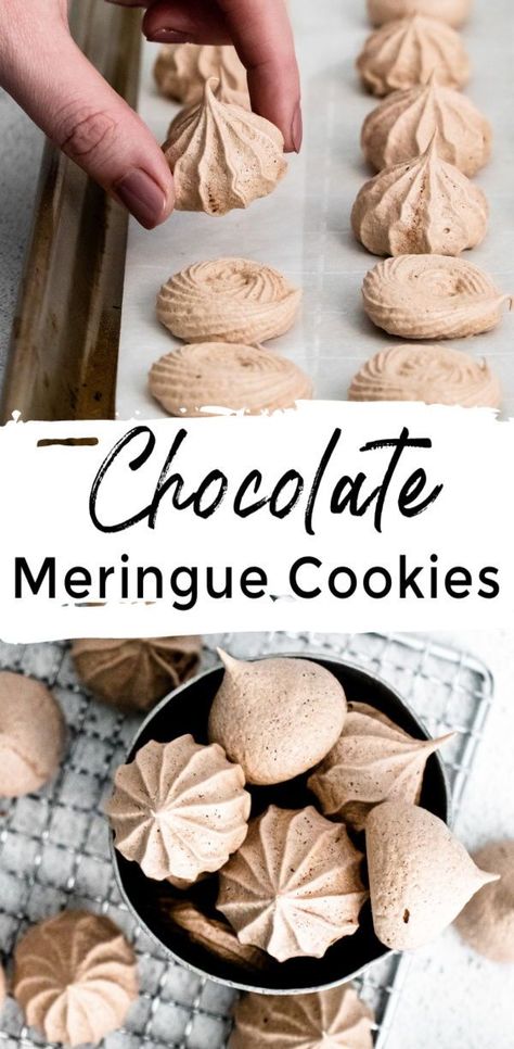 Best Meringue, Meringue Cookies Recipe, Chocolate Meringue Cookies, Easy Meringues, Brownie Vegan, Meringue Cookie Recipe, Valentine's Day Chocolate, Cake Easter, Meringue Desserts